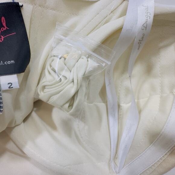 Mac Duggal Embellished Strapless Romper Size 2 Ivory Blue Beaded Floral Mini NWT - Picture 13 of 15